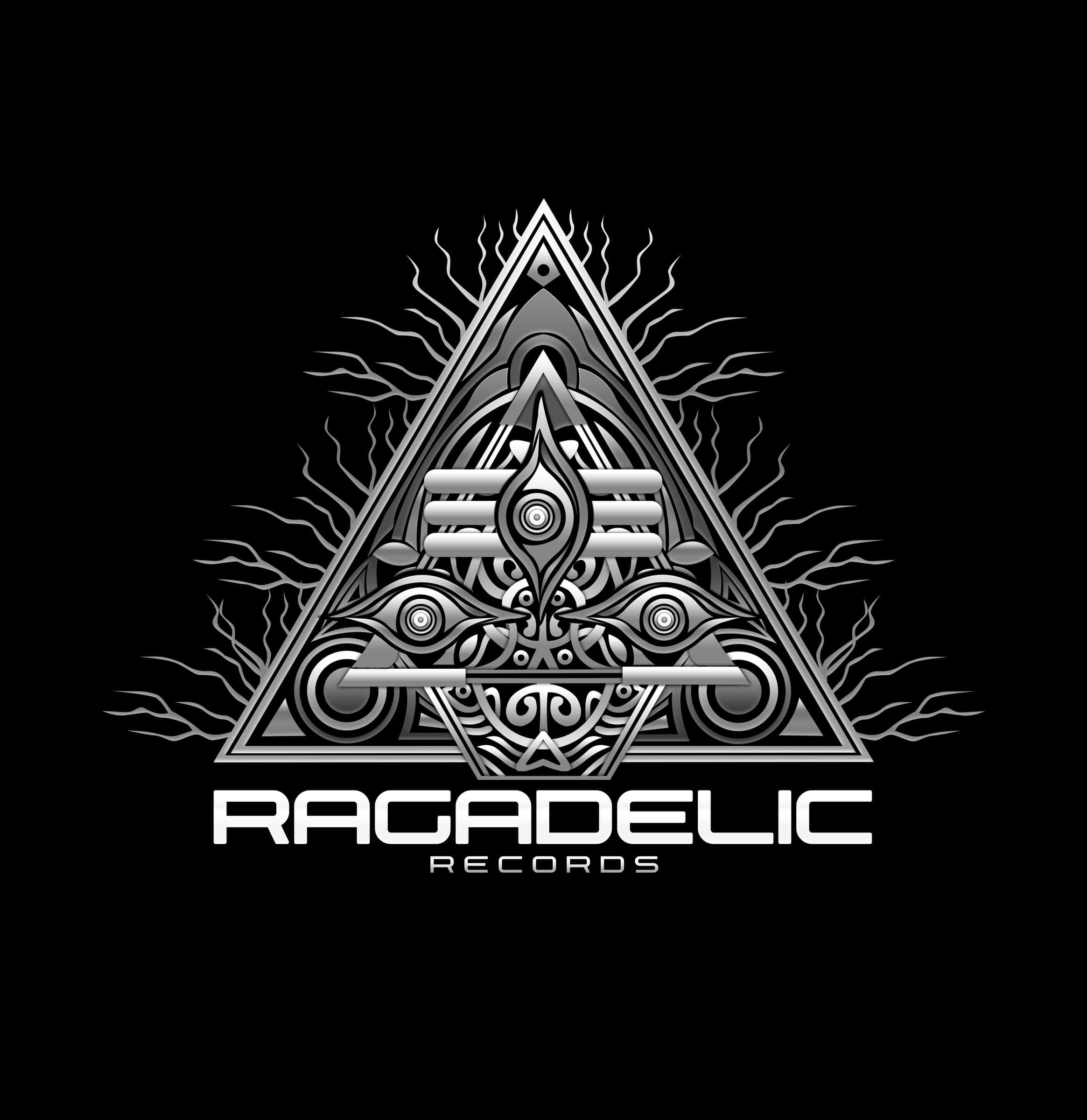 The Ragadelic Records seal in silver on black
